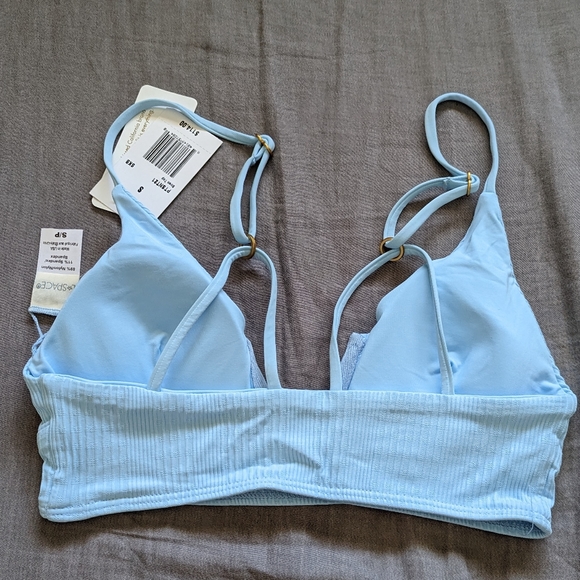 L*Space Siren Top Court Bottoms Bikini Set Pointelle Ribbed Sky Blue - Picture 6 of 10